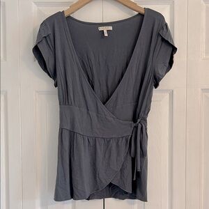 Old Navy Charcoal Wrap Blouse